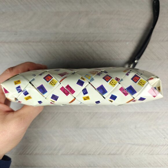 Nahui Ollin Woven Candy Wrapper Clutch Wristlet Zip Bag - Picture 6 of 8